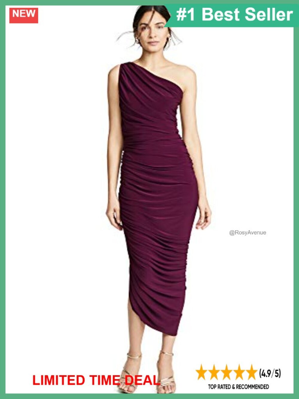 Mid Calf One Shoulder A-Line Gown Cocktail Dress Sleeveless Party Formal
